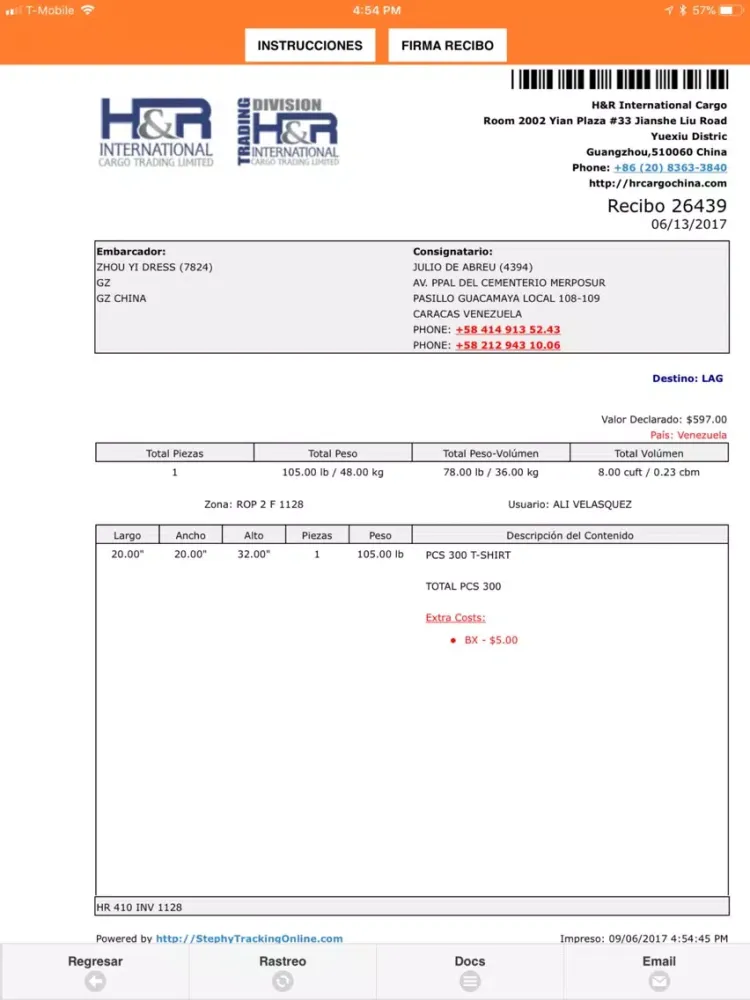 Ảnh chụp màn hình của HR Cargo Mobile iPad 