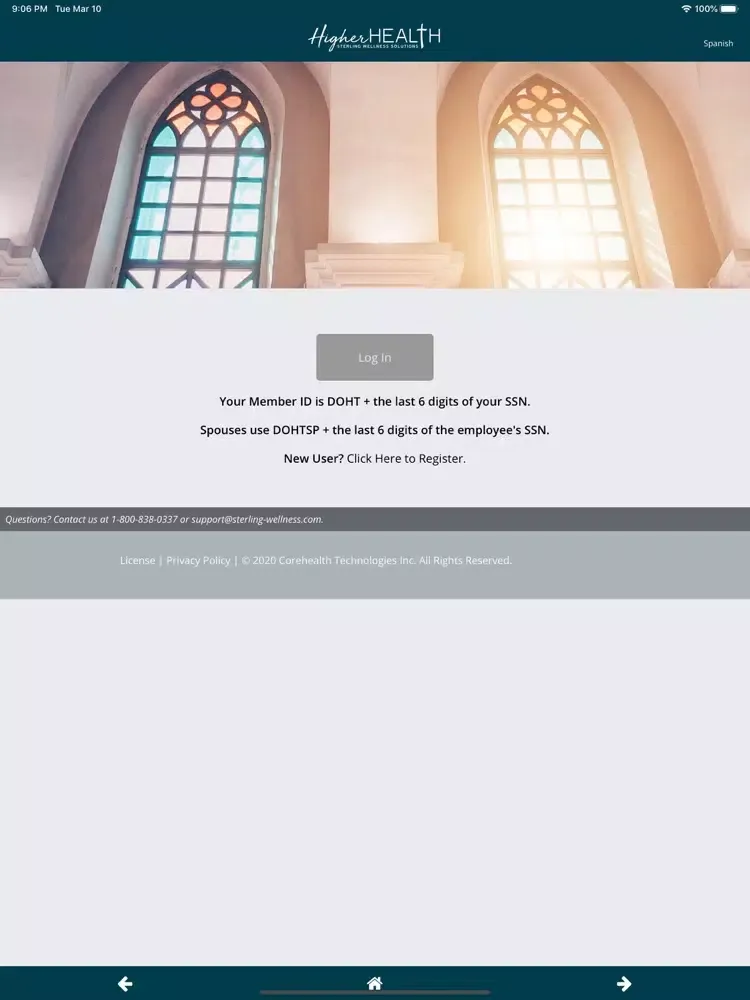 Ảnh chụp màn hình của My Higher Health iPad 