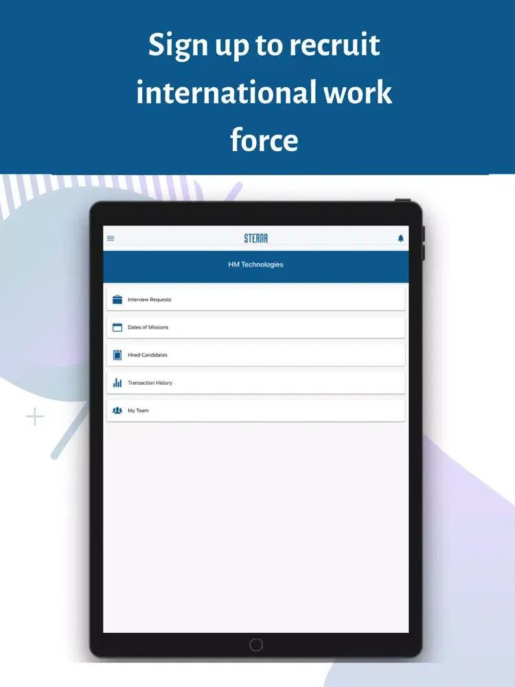 Tangkapan layar STERNA Client iPad 