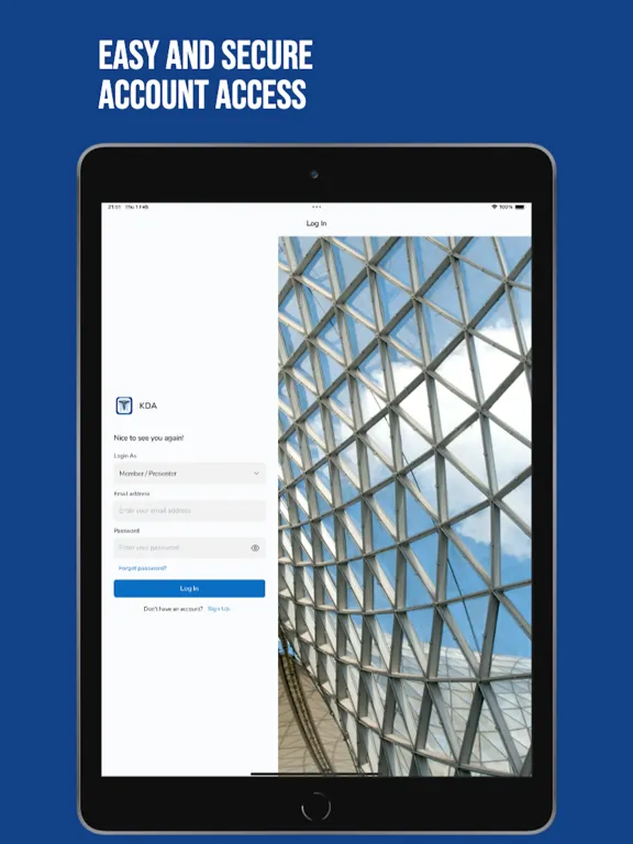 Tangkapan skrin KDA Events iPad 