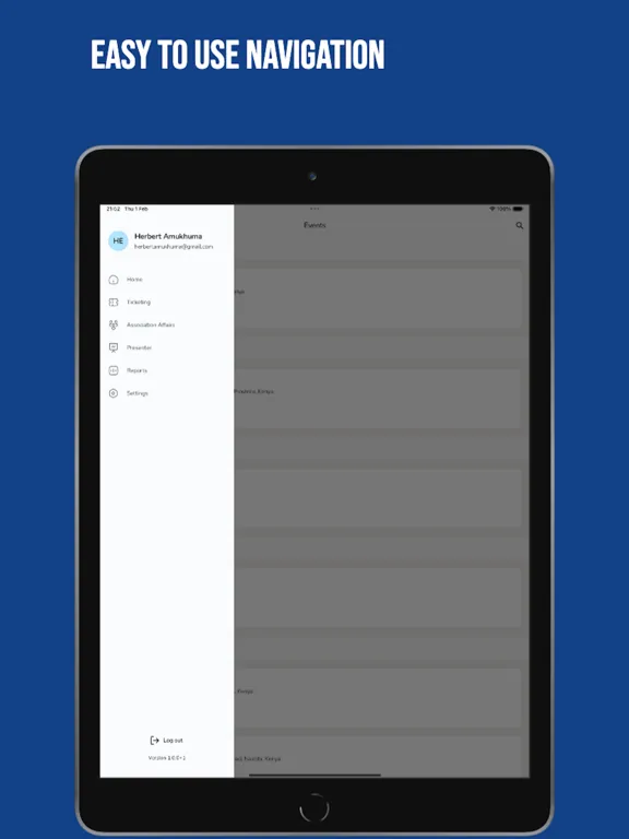 Tangkapan skrin KDA Events iPad 