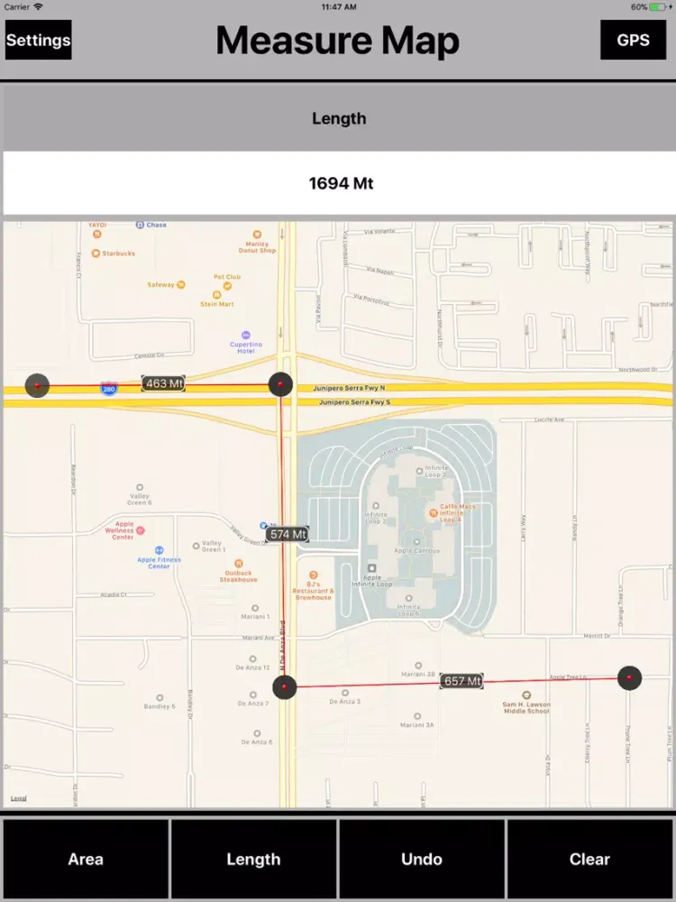 صور Area Measure on Maps Calc iPad 