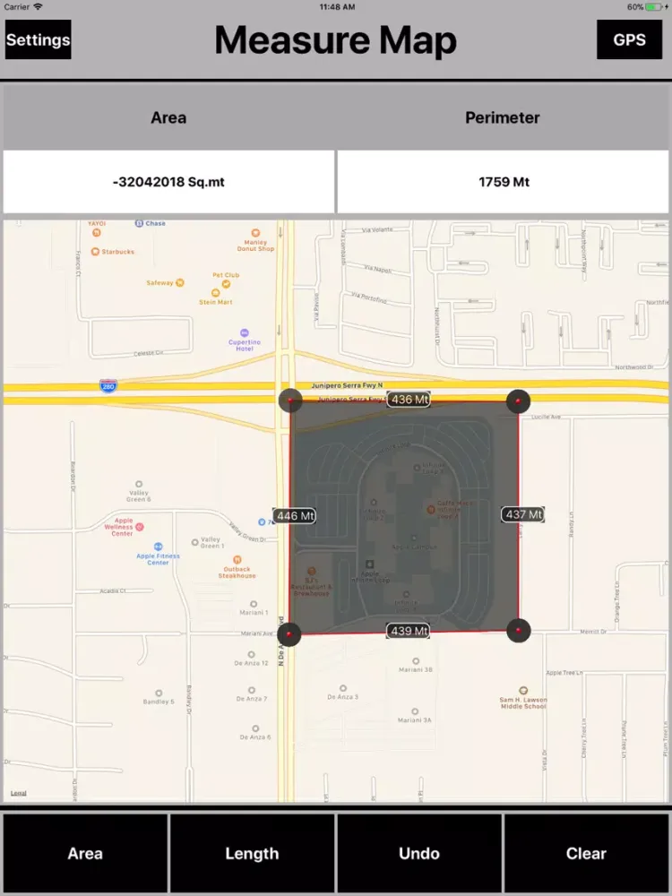 صور Area Measure on Maps Calc iPad 