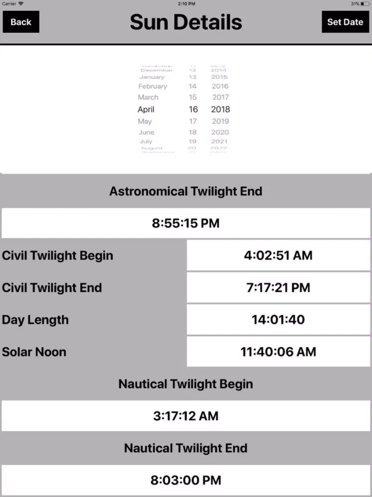 Sun Moon Rise & Set Calc iPad  स्क्रीनशॉट