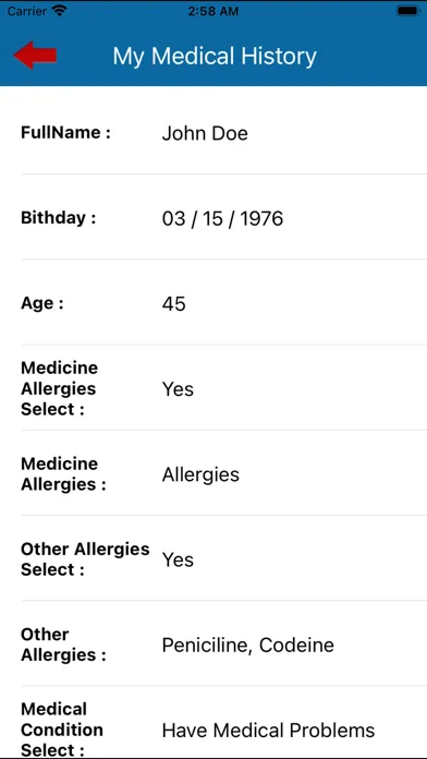 Tangkapan layar My Medical History