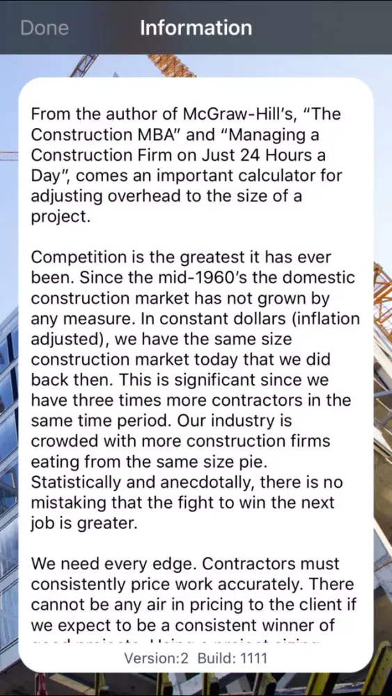 Construction Project Overhead Screenshots