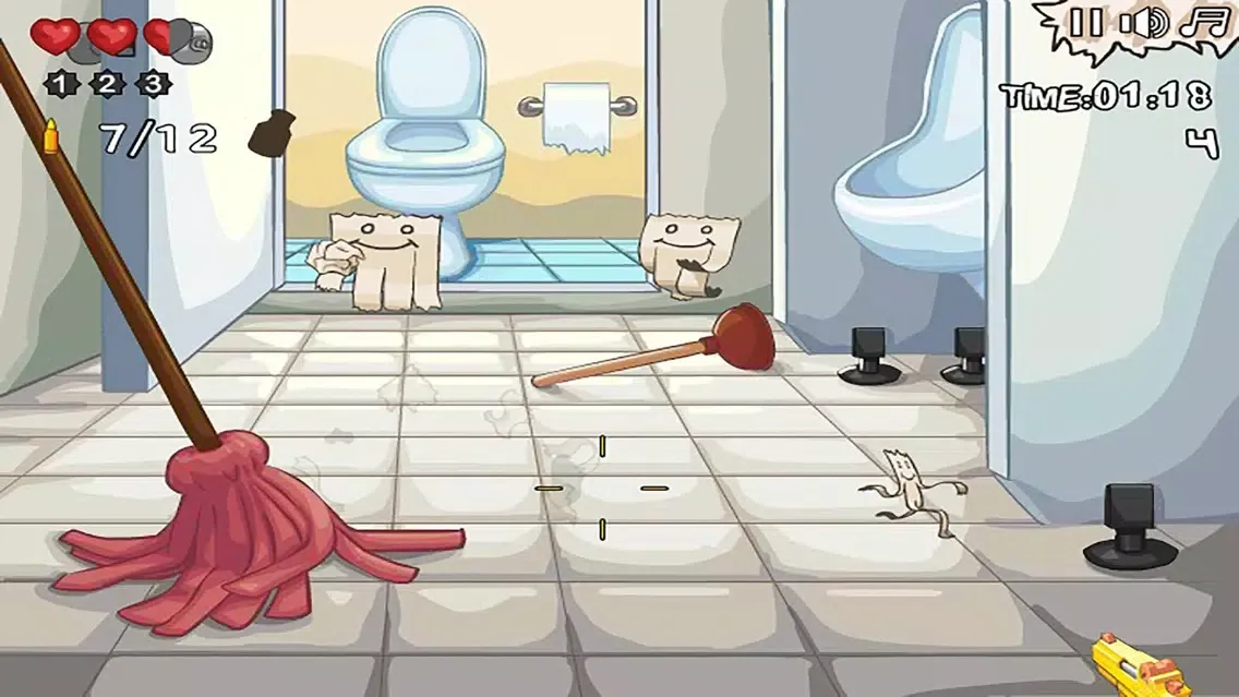 Paper Shooting in Bathroom スクリーンショット