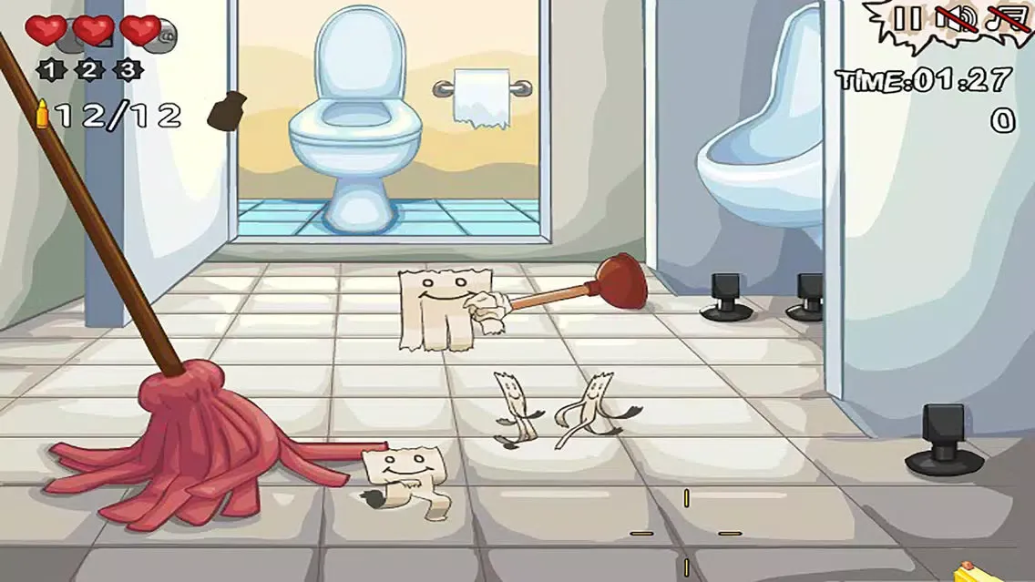 Paper Shooting in Bathroom スクリーンショット