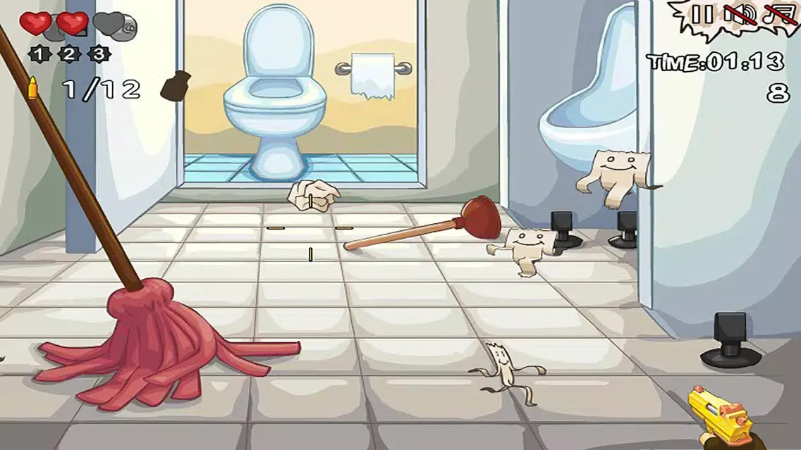 Paper Shooting in Bathroom スクリーンショット