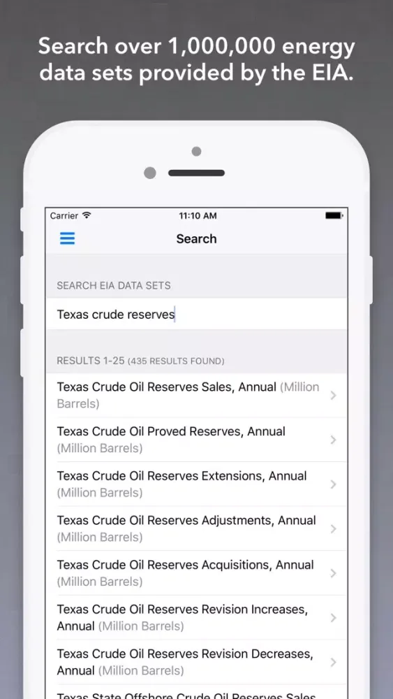 EIA Open Data 스크린샷
