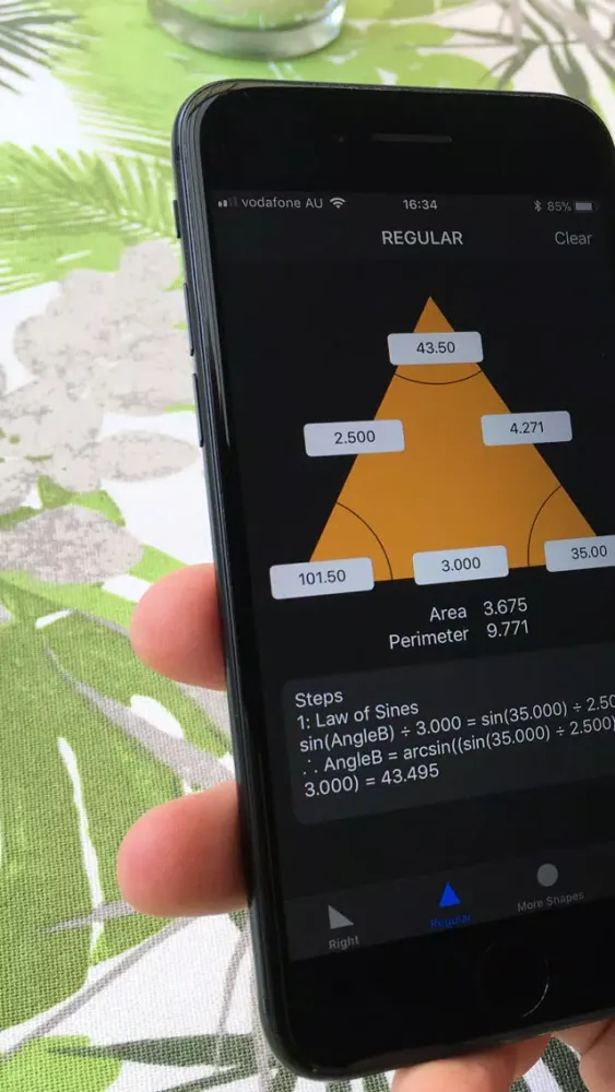 ภาพหน้าจอของ TriSolver - Triangle Solver