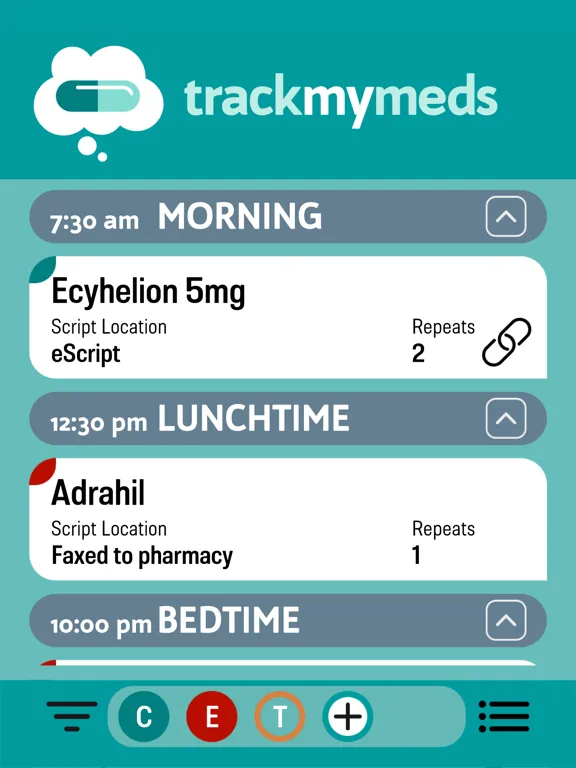 Track My Meds iPad  Screenshots