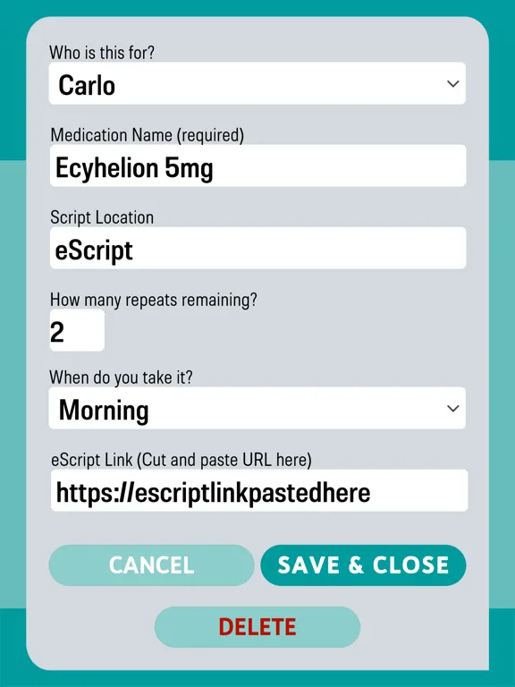 Track My Meds iPad  Screenshots