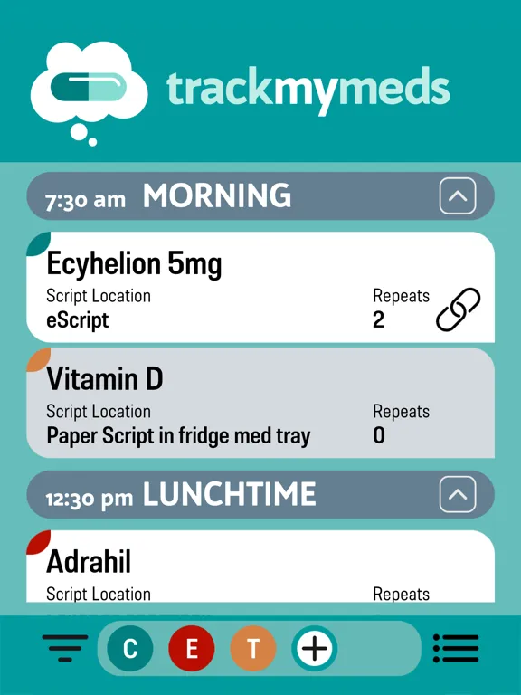 Track My Meds iPad  Screenshots