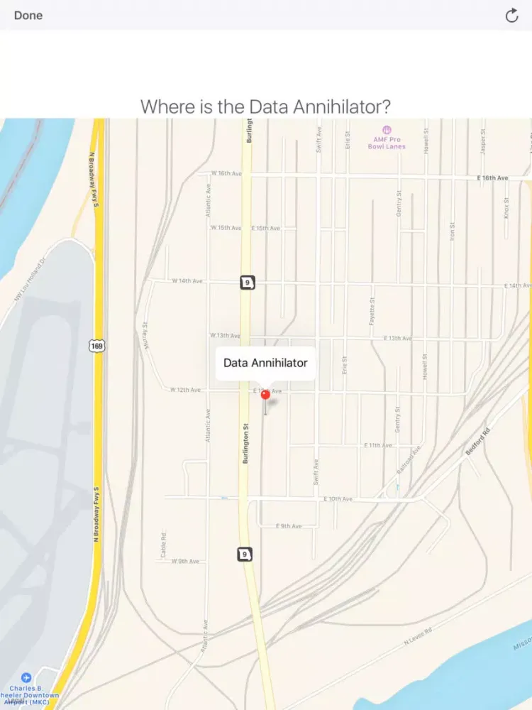 Ảnh chụp màn hình của Data Annihilator iPad 