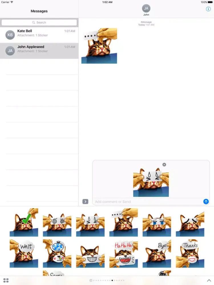 Paper Cat - Stickers for iMessage iPad  Screenshots