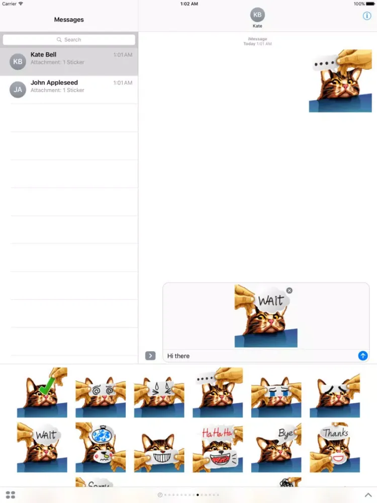 Paper Cat - Stickers for iMessage iPad  Screenshots