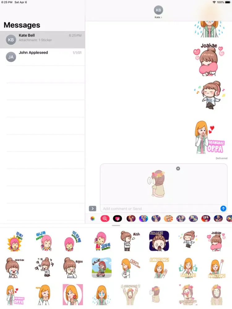 Kawaii K-Pop Girl Stickers iPad  Screenshots