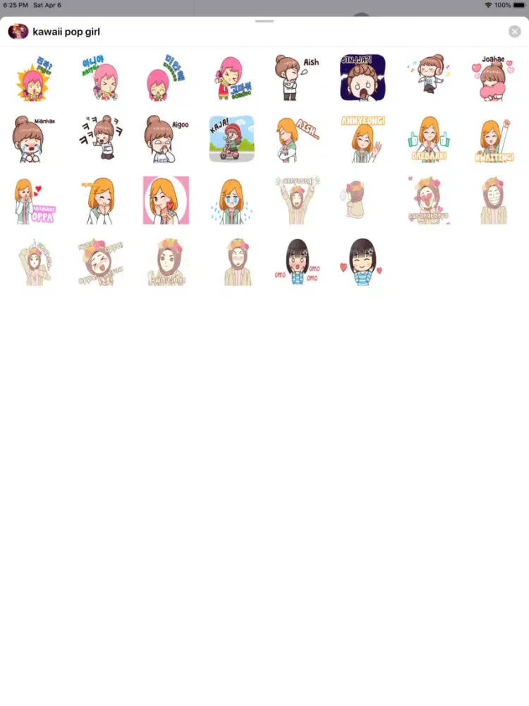 Kawaii K-Pop Girl Stickers iPad  Screenshots