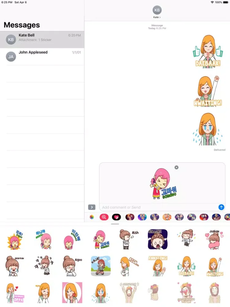 Kawaii K-Pop Girl Stickers iPad  Screenshots