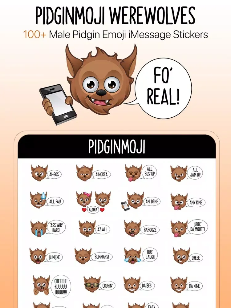 Pidginmoji Male Werewolves iPad 应用截图