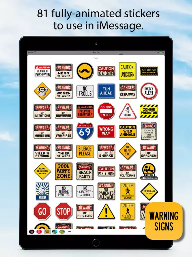 Warning Sign Animated Stickers iPad  スクリーンショット