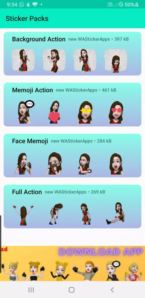 Скриншоты 3d emoji stickers for whatsapp