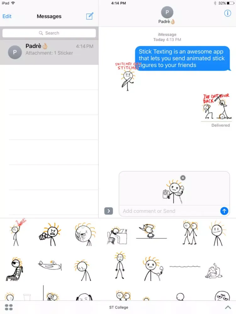 Screenshot di Stick Texting College Series Stickers for iMessage iPad 