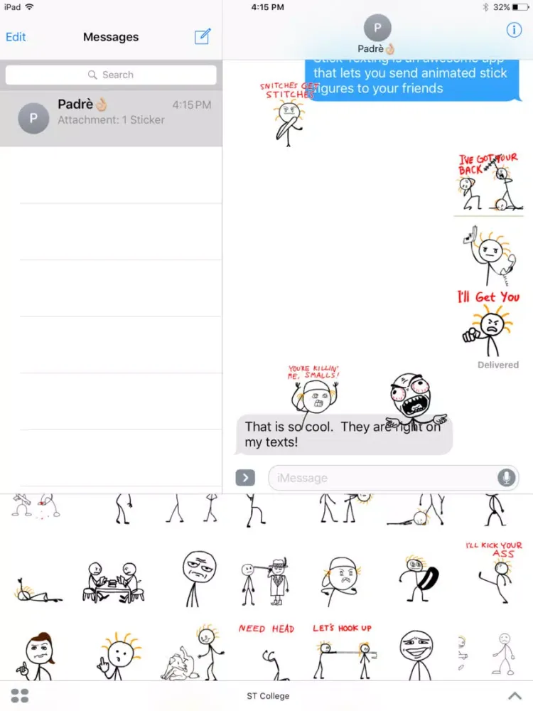 Screenshot di Stick Texting College Series Stickers for iMessage iPad 