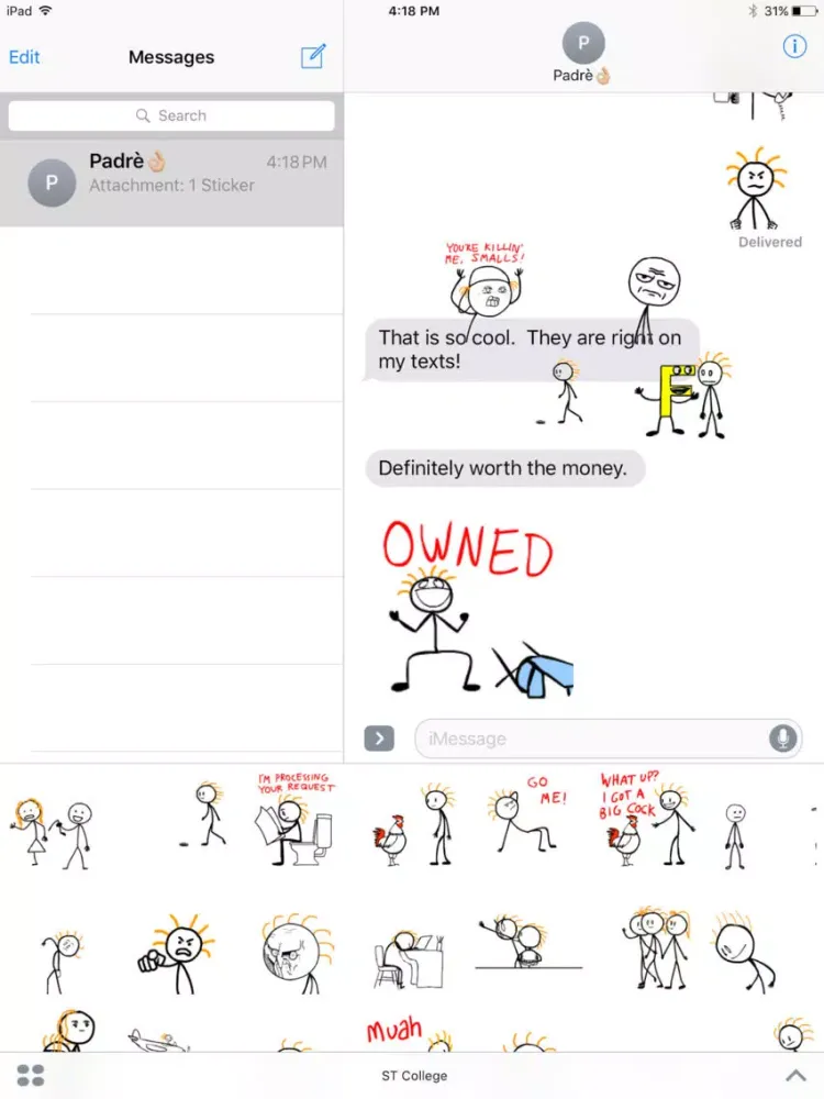 Screenshot di Stick Texting College Series Stickers for iMessage iPad 