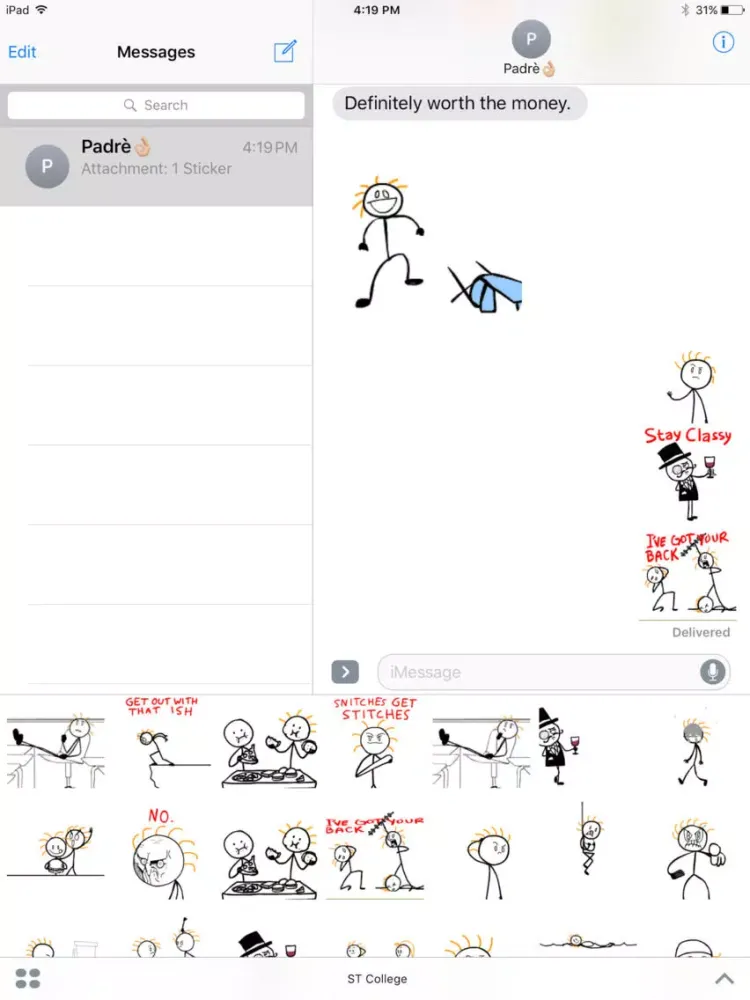 Screenshot di Stick Texting College Series Stickers for iMessage iPad 