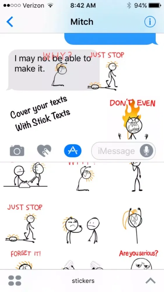 تصاویر Stick Texting Stickers for iMessage