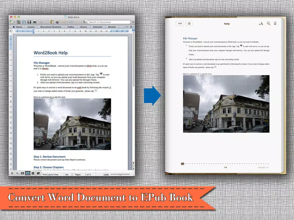 Capturas de pantalla de Doc2Book - Convert .docx & .doc (Microsoft office word document) to iBook epub book iPad 