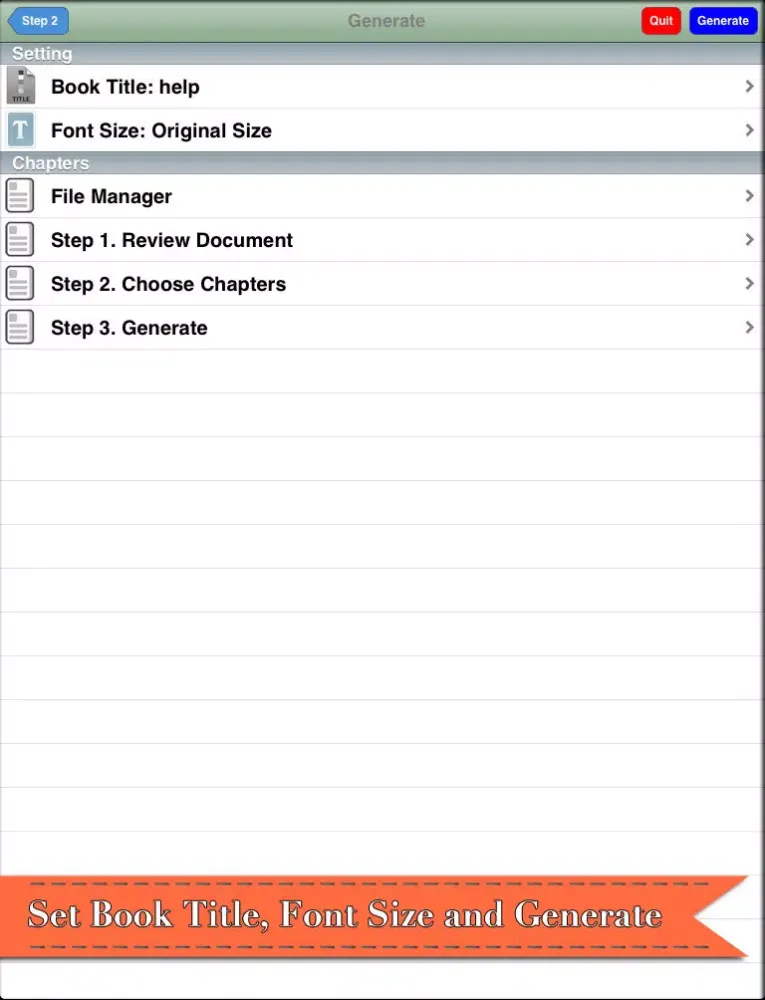 Capturas de pantalla de Doc2Book - Convert .docx & .doc (Microsoft office word document) to iBook epub book iPad 