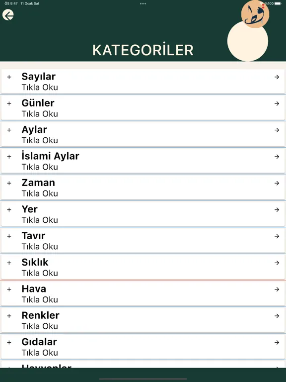 Tangkapan skrin Arapça Öğrenelim Sesli Dersler iPad 