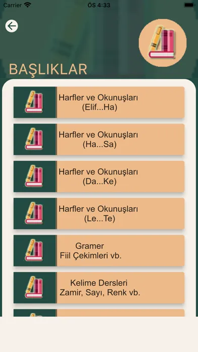 Tangkapan skrin Arapça Öğrenelim Sesli Dersler