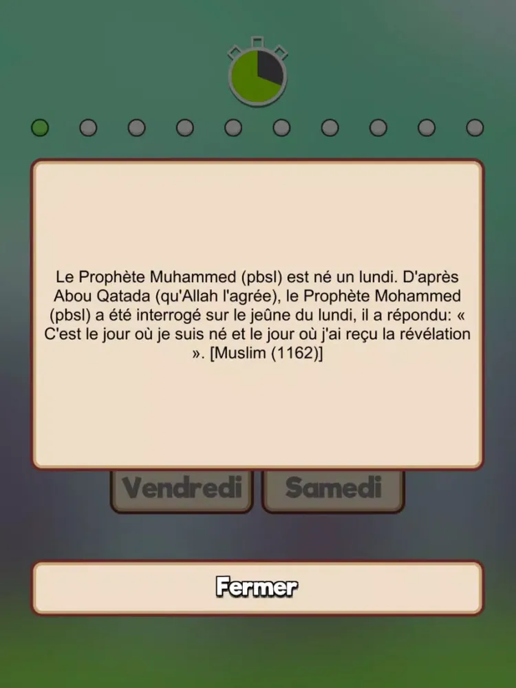 Quiz sur le Prophète (pbsl) iPad  स्क्रीनशॉट