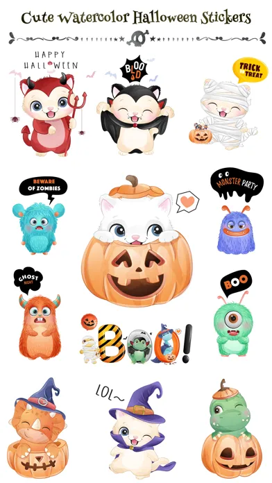 Watercolor Halloween Stickers- Screenshots