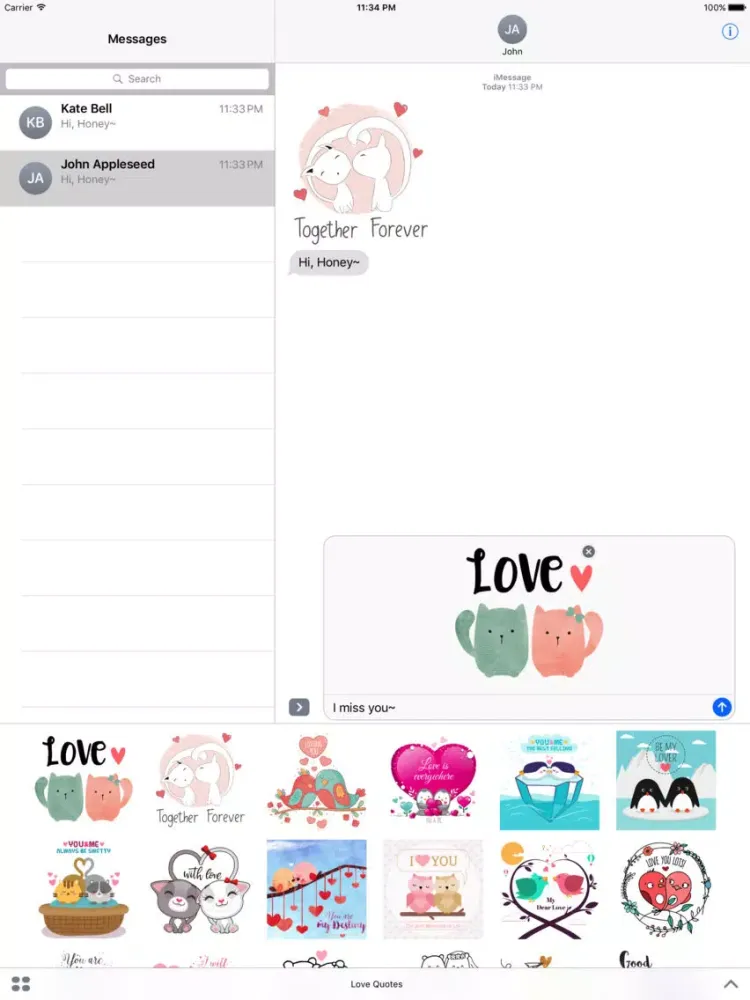 Love Quotes with Lovely & Cute Animal Couple Pack iPad  スクリーンショット