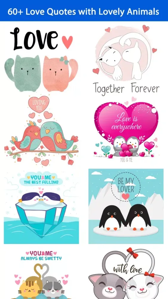Love Quotes with Lovely & Cute Animal Couple Pack スクリーンショット