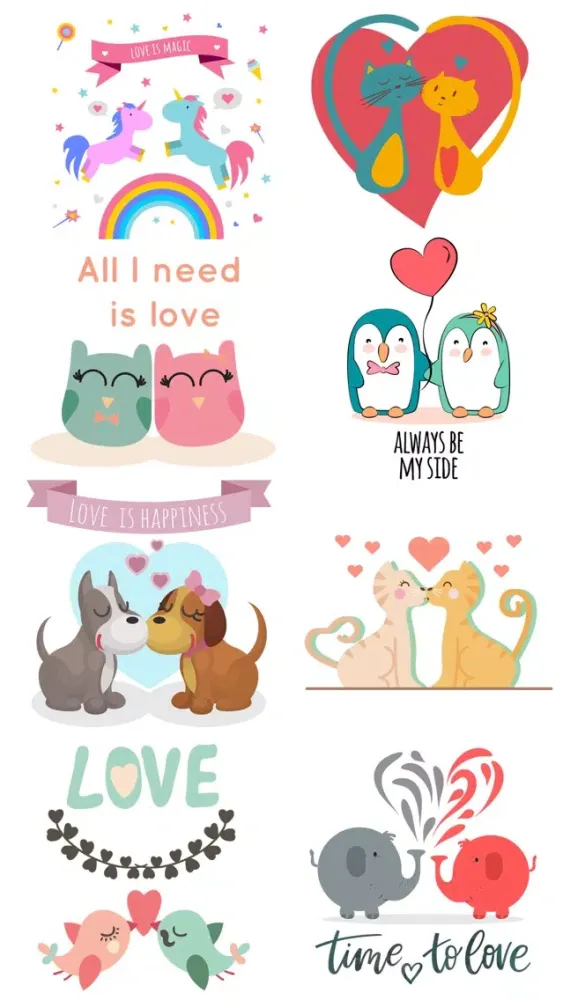 Love Quotes with Lovely & Cute Animal Couple Pack スクリーンショット