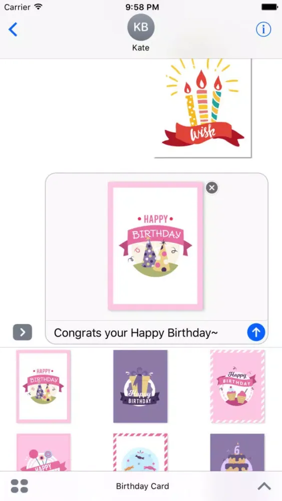 Zrzuty ekranu Birthday Card - Best Wishes Various StyleStickers