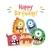 Birthdaye Card - Best Wishes with Cute Monsters