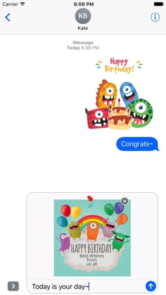 Birthdaye Card - Best Wishes with Cute Monsters سکرین شاٹس
