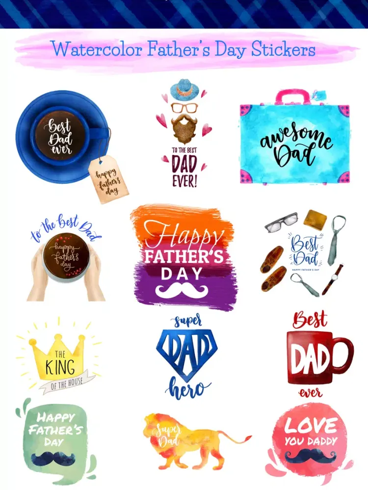تصاویر Watercolor Happy Father's Day iPad 