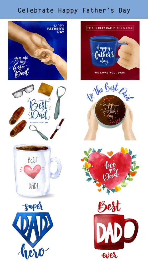 تصاویر Watercolor Happy Father's Day