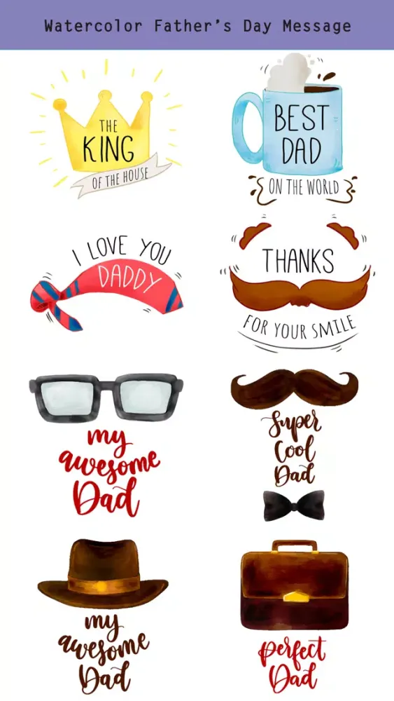 تصاویر Watercolor Happy Father's Day