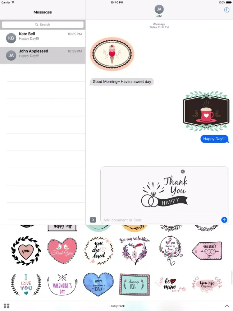 Lovely & Sweet Stickers Pack iPad  Screenshots