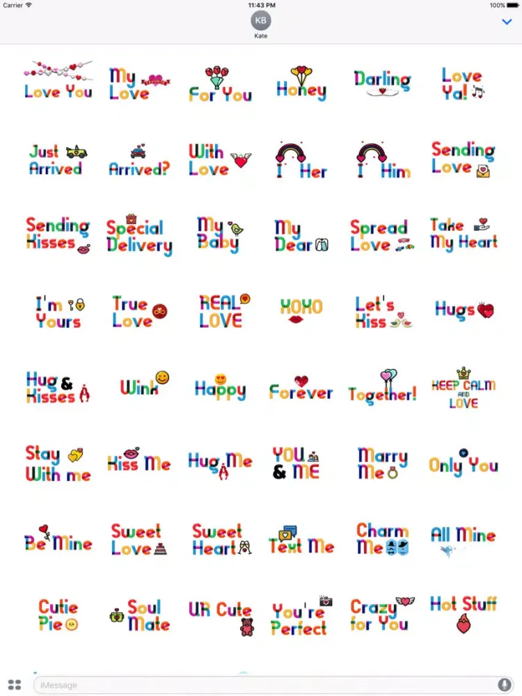 Lovely Colorful Glass Sensitive Word Stickers iPad  スクリーンショット