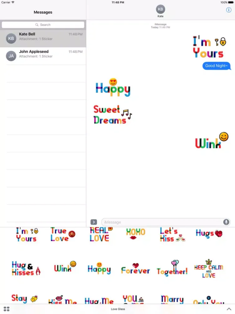Lovely Colorful Glass Sensitive Word Stickers iPad  スクリーンショット